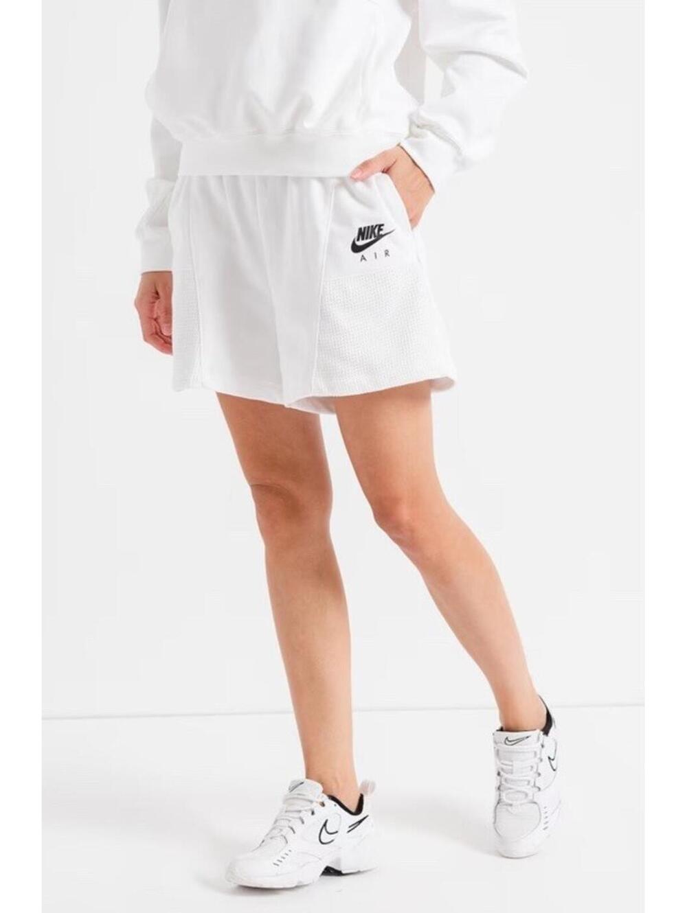 New NIKE Sportswear Essential High Rise Fleece Shorts White Women's M ( 100$)